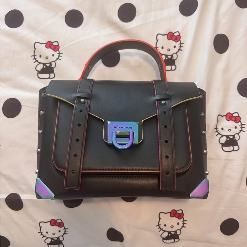 Michael Kors Black Satchel with Multicolor Trim
